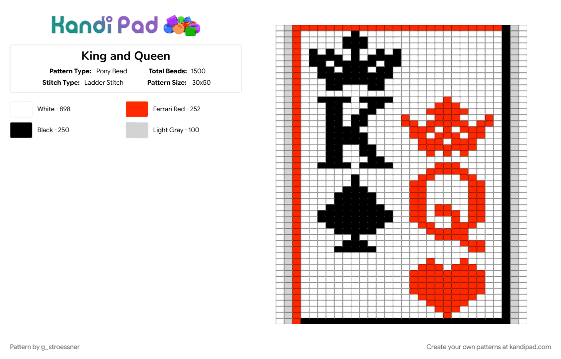 King and Queen - Pony Bead Pattern by g_stroessner on Kandi Pad - white
