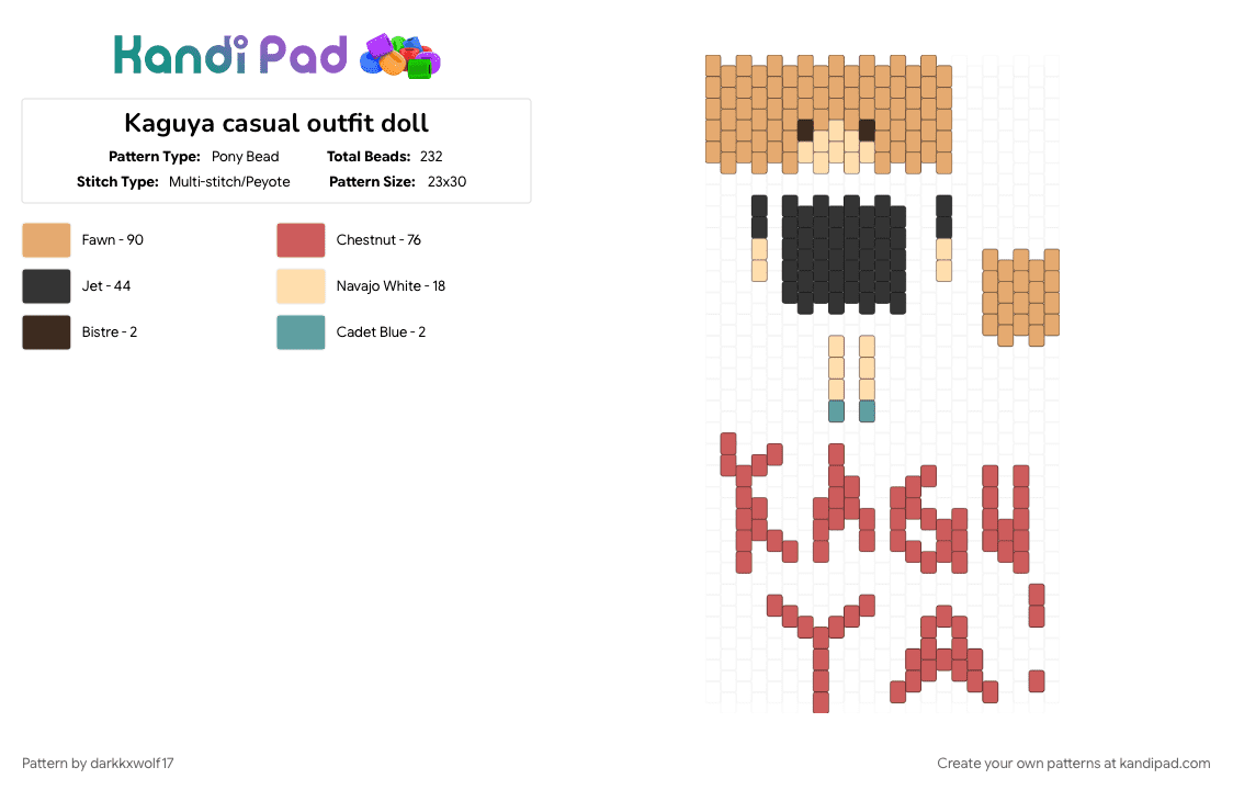 Kaguya casual outfit doll - Pony Bead Pattern by darkkxwolf17 on Kandi Pad - cosmic princess kaguya, doll, kaguya, orange, red