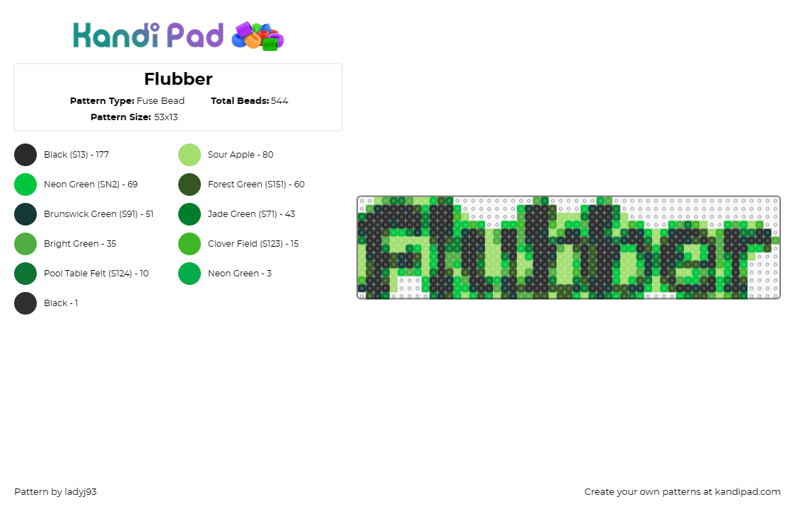 Flubber - Fuse Bead Pattern by ladyj93 on Kandi Pad - flubber,logo,classic,nostalgia,movie,black,green