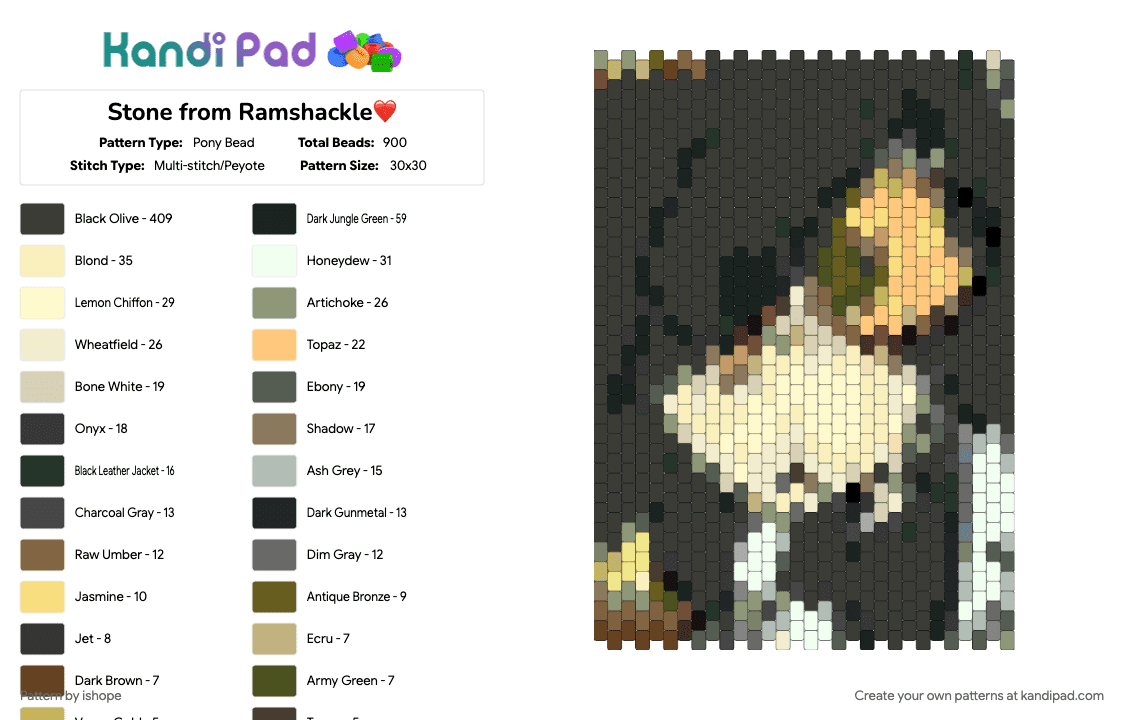 Stone from Ramshackle❤️ - Pony Bead Pattern by ishope on Kandi Pad - character, cute, indie animation, ramshackle, stone, tv show