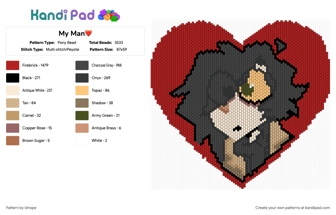 My Man❤️ - Pony Bead Pattern by ishope on Kandi Pad - 
