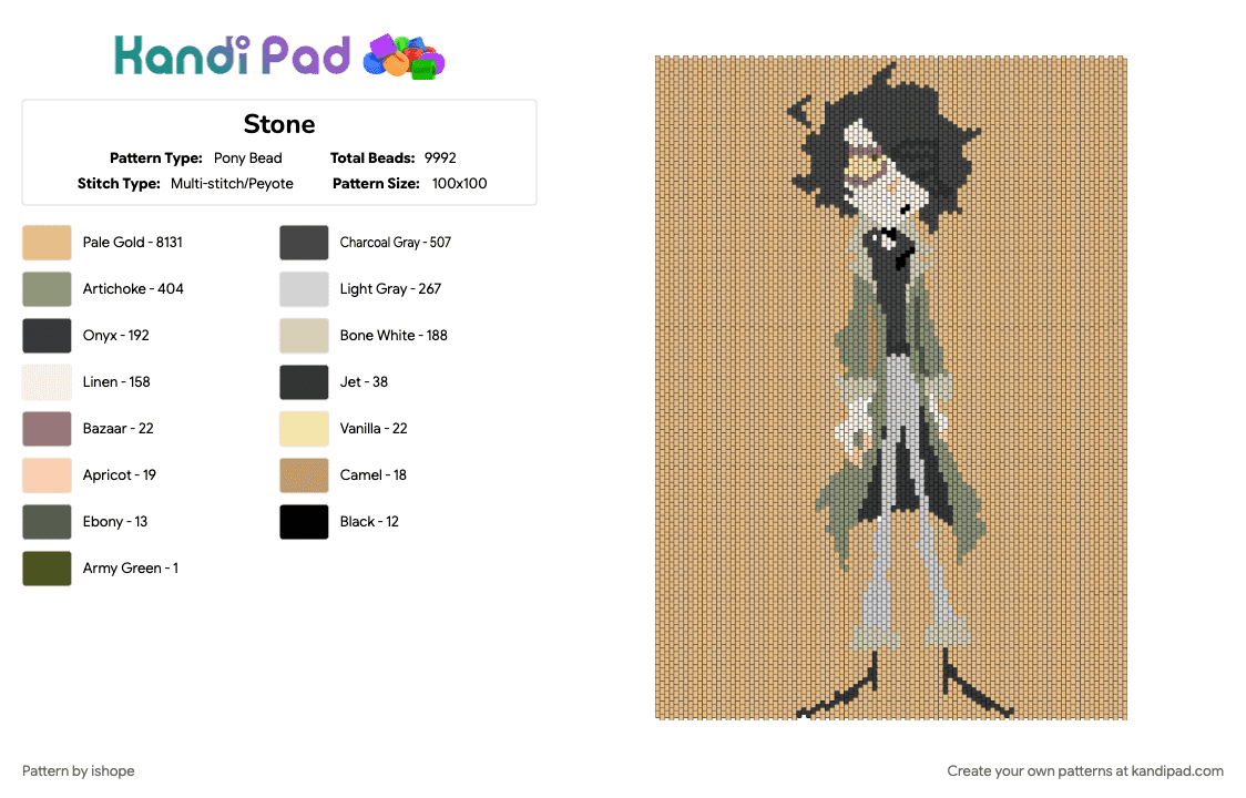Stone - Pony Bead Pattern by ishope on Kandi Pad - beige, ramshackle, stone, zeddyzi