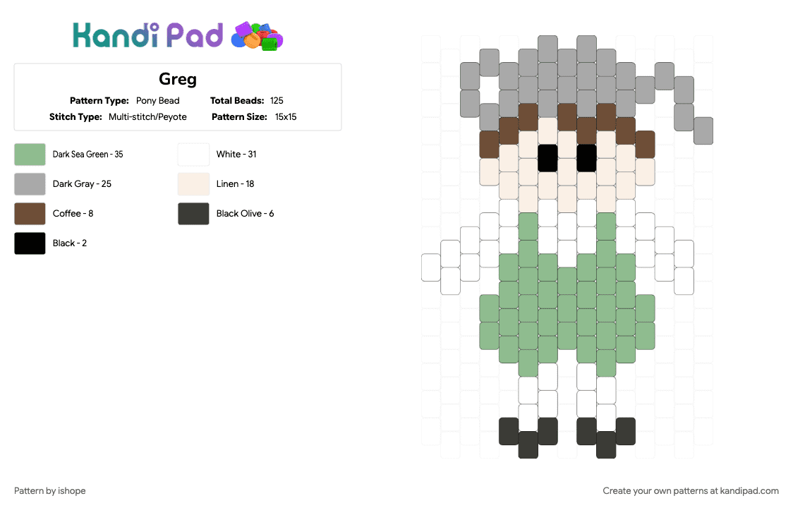 Greg - Pony Bead Pattern by ishope on Kandi Pad - 