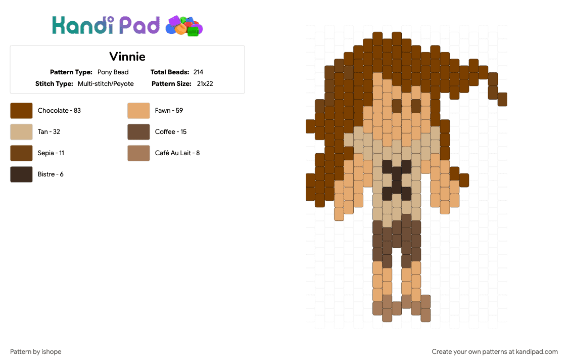 Vinnie - Pony Bead Pattern by ishope on Kandi Pad - brown, character, cute, indie animation, orange, ramshackle, vinnie