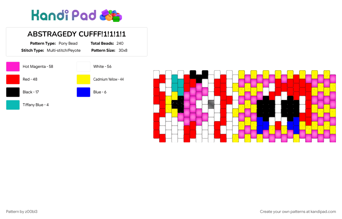 ABSTRAGEDY CUFFF!1!1!1!1 - Pony Bead Pattern by z00bl3 on Kandi Pad - abstragedy, cute, gangle, lesbian, pink, red, tadc, the amazing digital circus, yellow, yuri, zooble
