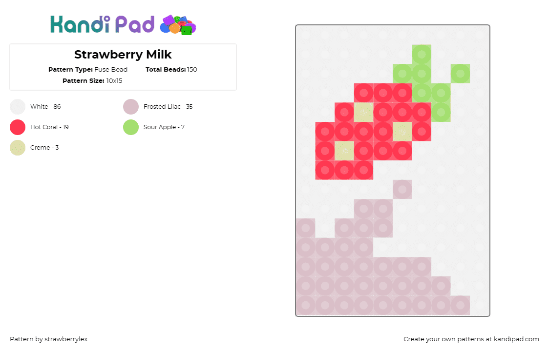 Strawberry Milk - Fuse Bead Pattern by strawberrylex on Kandi Pad - strawberry,milk,fruit,food