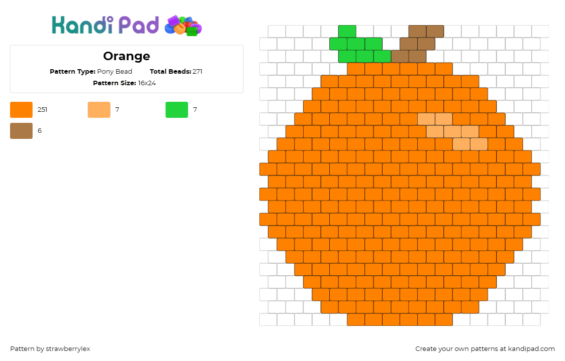 Orange - Pony Bead Pattern by strawberrylex on Kandi Pad - orange,fruit,citrus,food