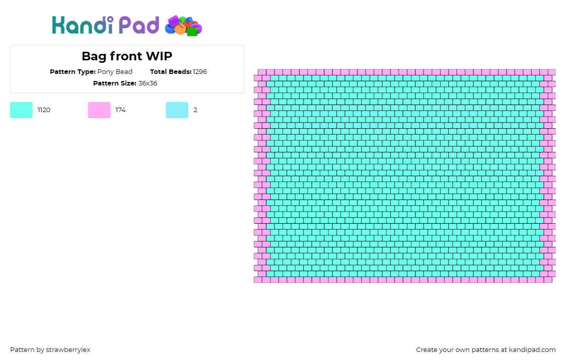 Bag front WIP - Pony Bead Pattern by strawberrylex on Kandi Pad - bag,panel