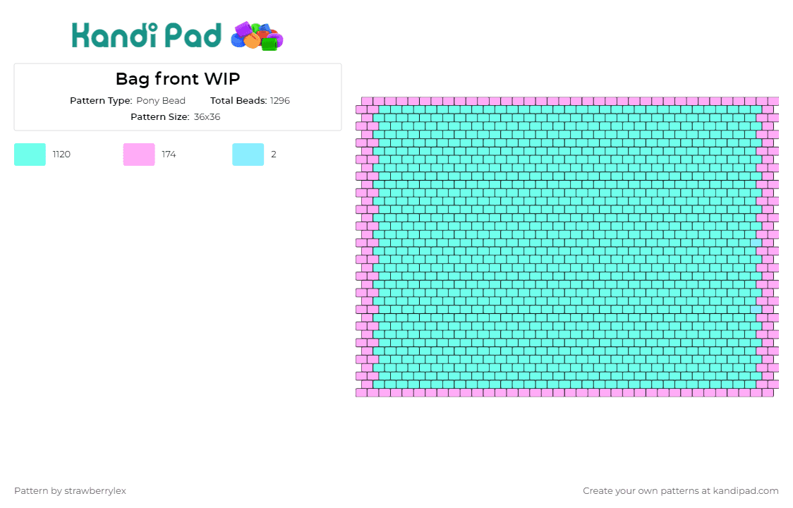 Bag front WIP - Pony Bead Pattern by strawberrylex on Kandi Pad - bag,panel