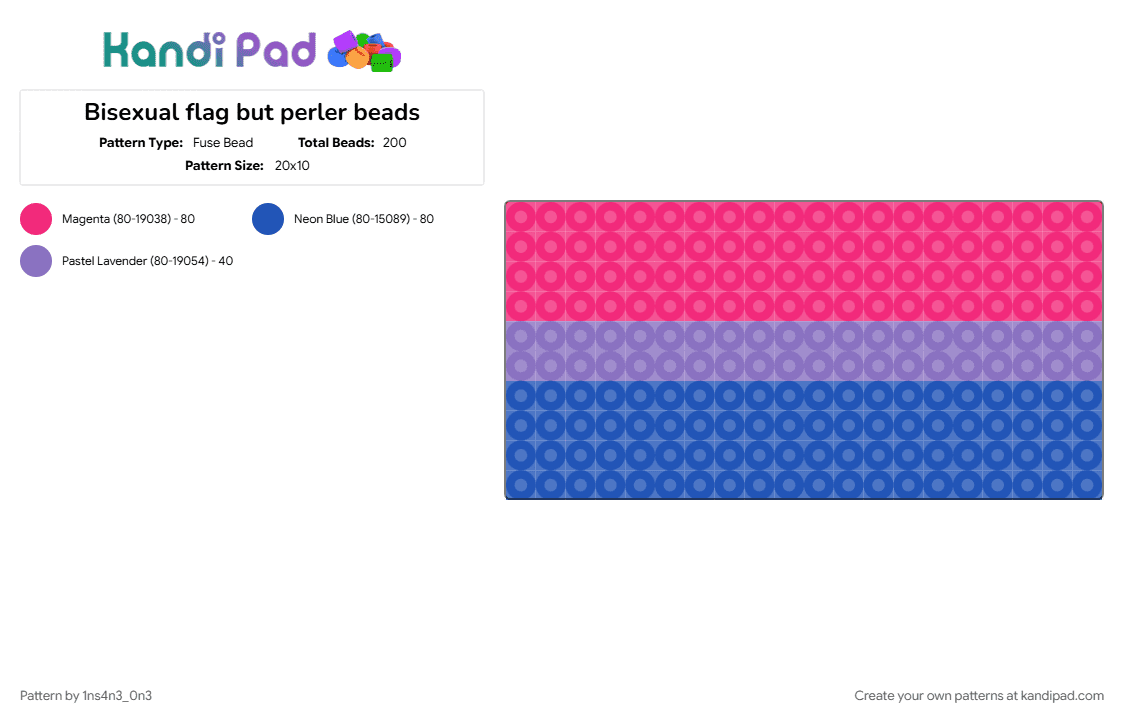 Bisexual flag but perler beads - Fuse Bead Pattern by 1ns4n3_0n3 on Kandi Pad - 