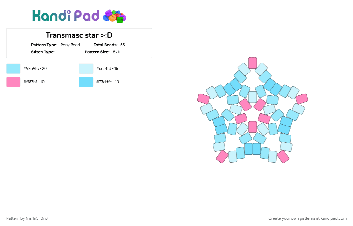 Transmasc star >:D - Pony Bead Pattern by 1ns4n3_0n3 on Kandi Pad - 