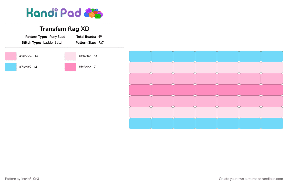 Transfem flag XD - Pony Bead Pattern by 1ns4n3_0n3 on Kandi Pad - 