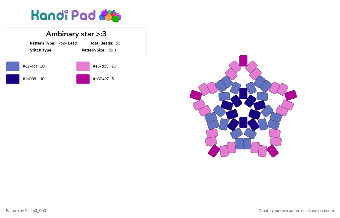 Ambinary star >:3 - Pony Bead Pattern by 1ns4n3_0n3 on Kandi Pad - ambinary, ambinary flag, ambinary pride, ambinary star, blue, lgbtq, lgbtqia, pink, pride, pride flag