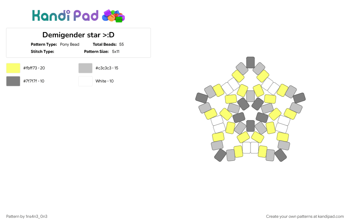 Demigender star >:D - Pony Bead Pattern by 1ns4n3_0n3 on Kandi Pad - 