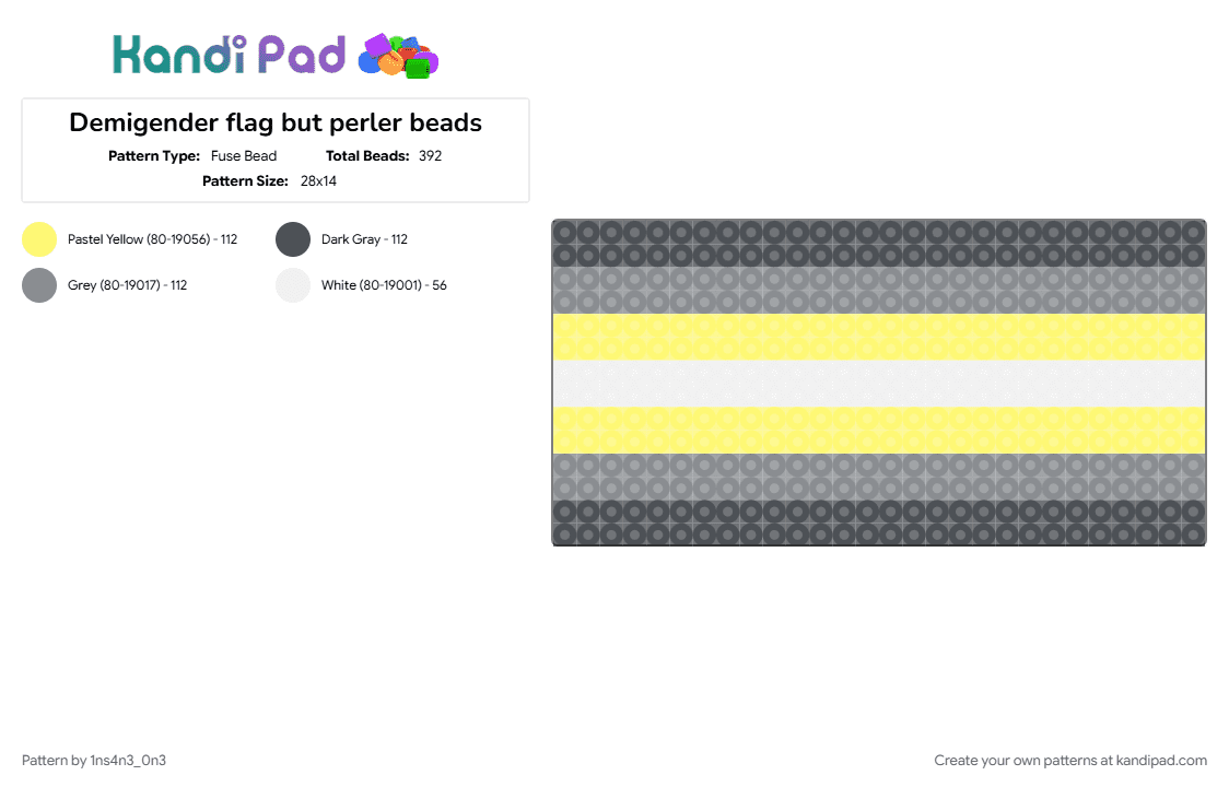 Demigender flag but perler beads - Fuse Bead Pattern by 1ns4n3_0n3 on Kandi Pad - demigender, demigender flag, demigender pride, lgbtq, lgbtqia, pride, pride flag, prideflag