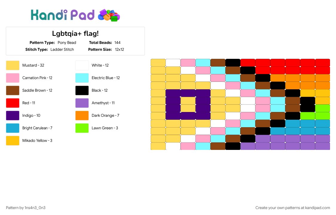 Lgbtqia+ flag! - Pony Bead Pattern by 1ns4n3_0n3 on Kandi Pad - 