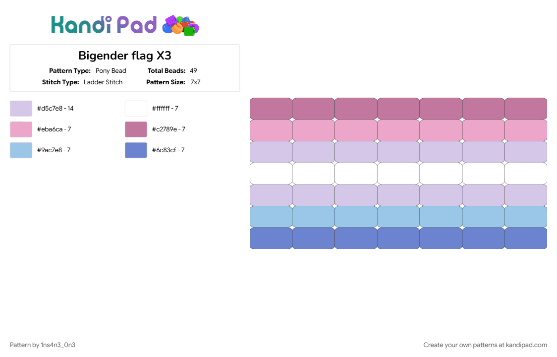 Bigender flag X3 - Pony Bead Pattern by 1ns4n3_0n3 on Kandi Pad - 