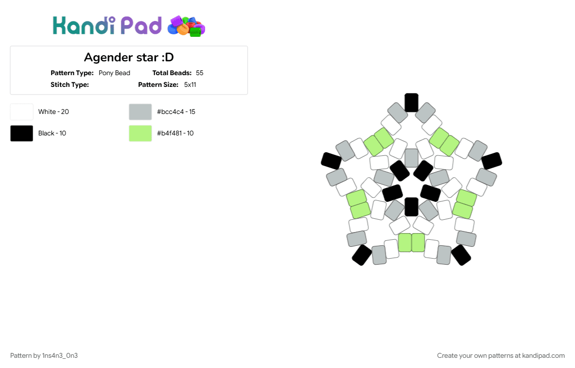 Agender star :D - Pony Bead Pattern by 1ns4n3_0n3 on Kandi Pad - 