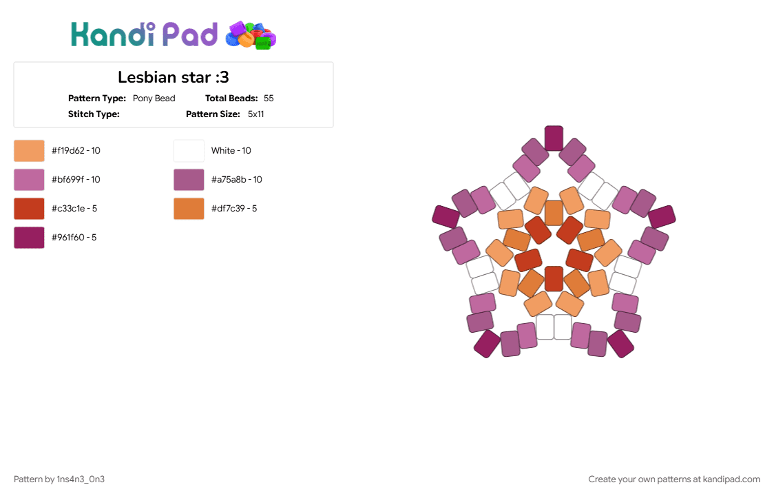 Lesbian star :3 - Pony Bead Pattern by 1ns4n3_0n3 on Kandi Pad - 