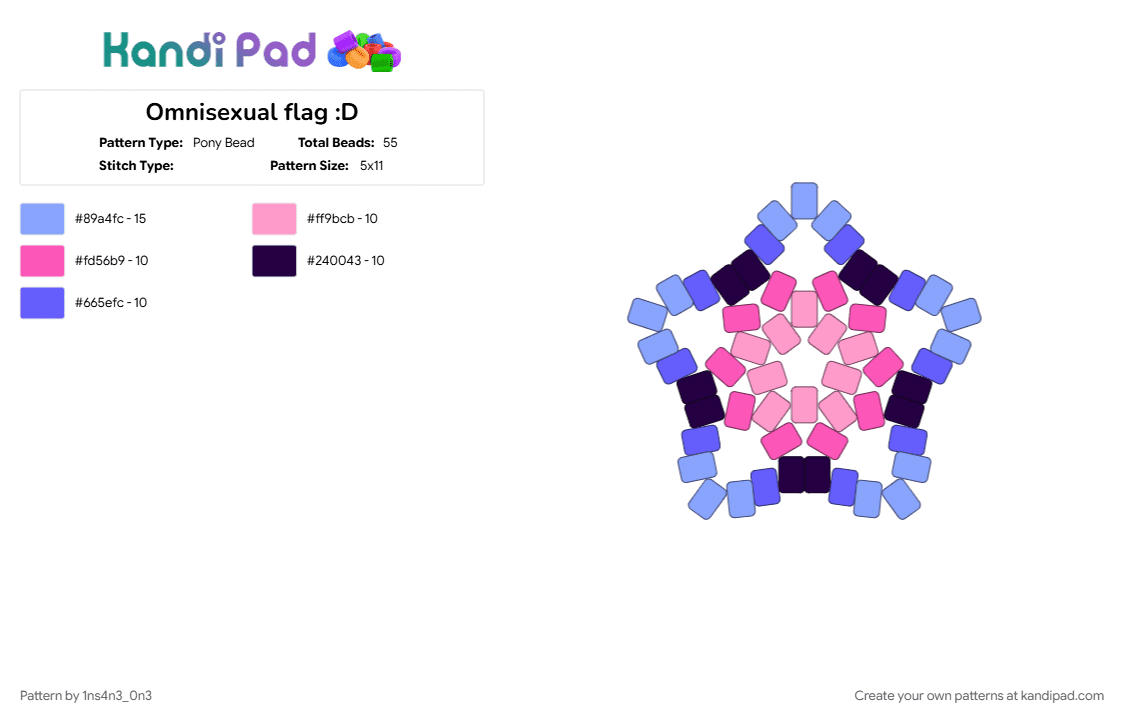Omnisexual star :D - Pony Bead Pattern by 1ns4n3_0n3 on Kandi Pad - lgbtq, lgbtqia, light blue, omni, omnisexual, omnisexual flag, omnisexual pride, pink, pride, pride flag