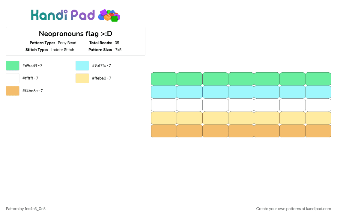 Neopronouns flag >:D - Pony Bead Pattern by 1ns4n3_0n3 on Kandi Pad - 
