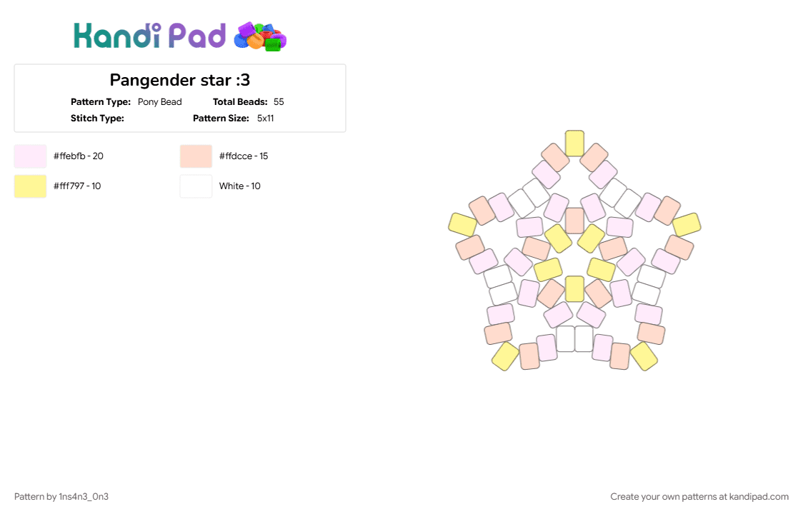 Pangender star :3 - Pony Bead Pattern by 1ns4n3_0n3 on Kandi Pad - 