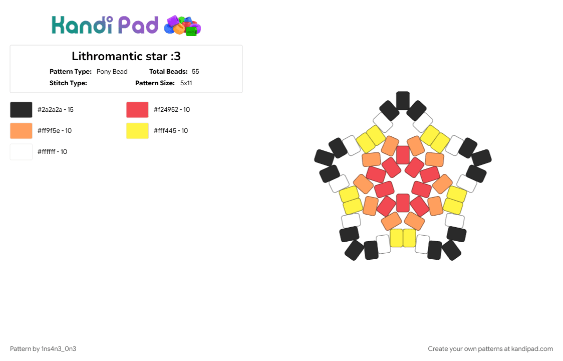 Lithromantic star :3 - Pony Bead Pattern by 1ns4n3_0n3 on Kandi Pad - 