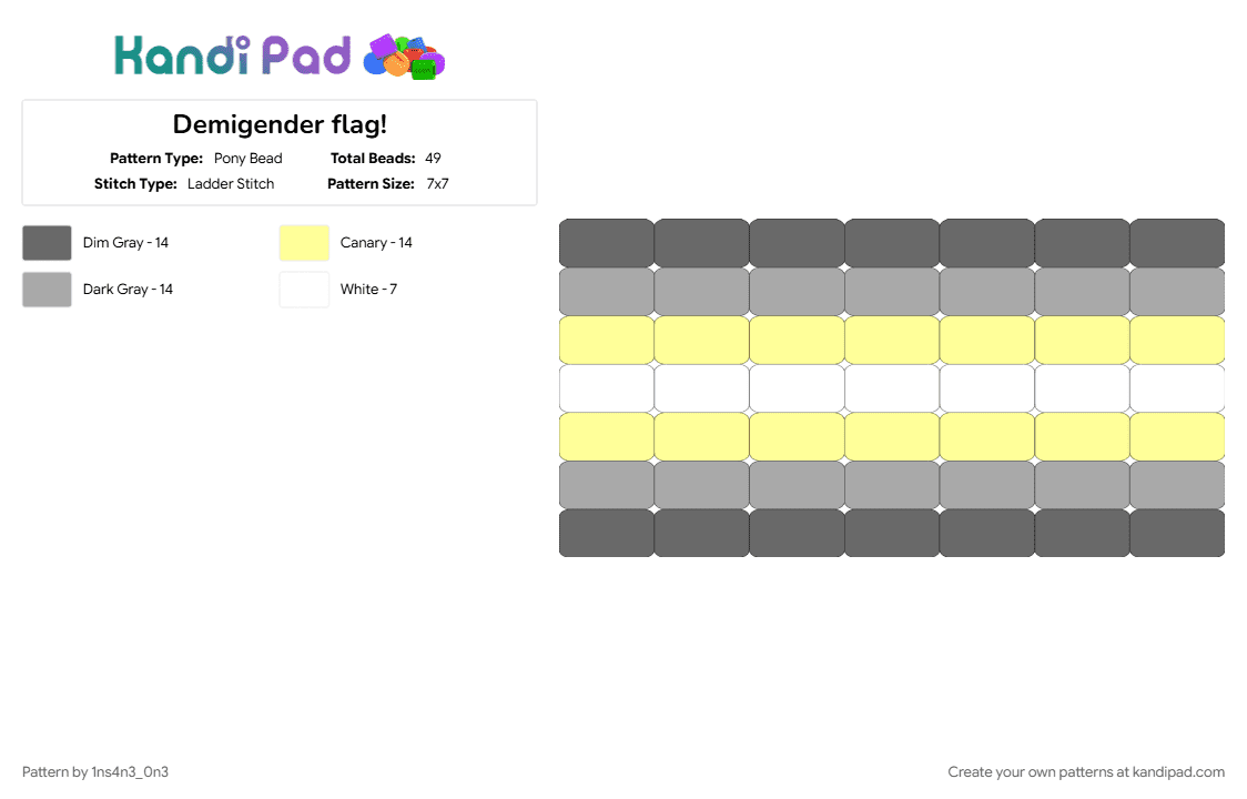 Demigender flag! - Pony Bead Pattern by 1ns4n3_0n3 on Kandi Pad - 