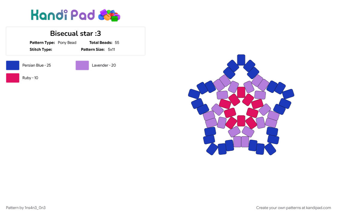Bisexual star :3 - Pony Bead Pattern by 1ns4n3_0n3 on Kandi Pad - bisexual, bisexual flag, bisexual kandi, bisexual pride, lgbtq, lgbtqia, pride, pride flag