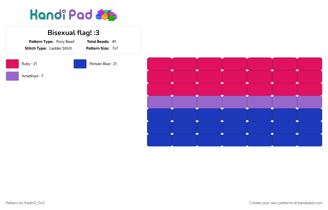 Bisexual flag! :3 - Pony Bead Pattern by 1ns4n3_0n3 on Kandi Pad - 