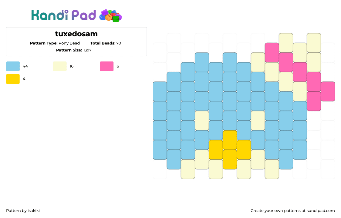 tuxedosam - Pony Bead Pattern by isakiki on Kandi Pad - light blue