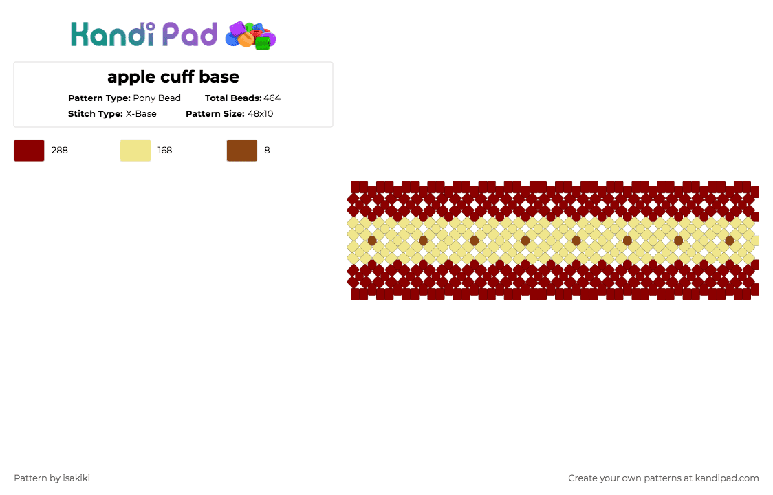 apple cuff base - Pony Bead Pattern by isakiki on Kandi Pad - red,yellow