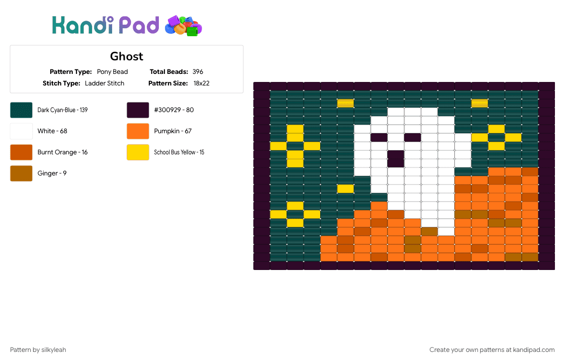 Ghost - Pony Bead Pattern by silkyleah on Kandi Pad - black, orange