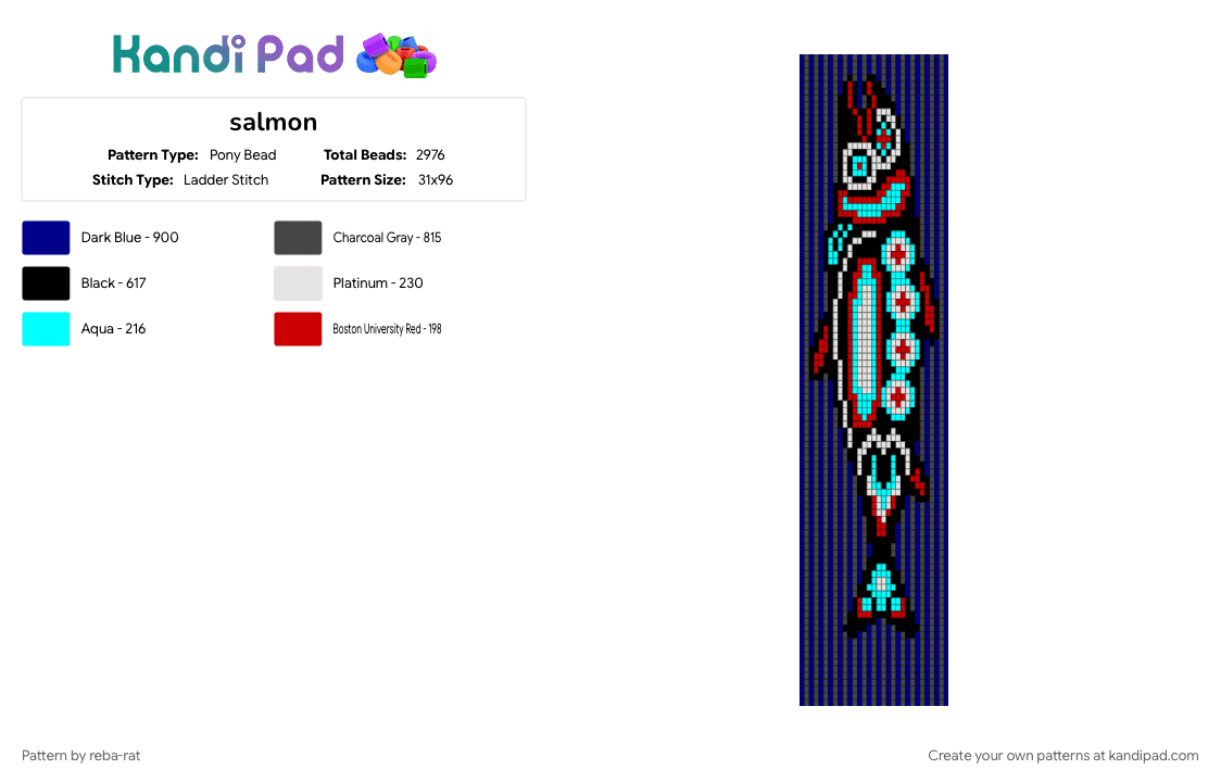 salmon - Pony Bead Pattern by reba-rat on Kandi Pad - brown, purple