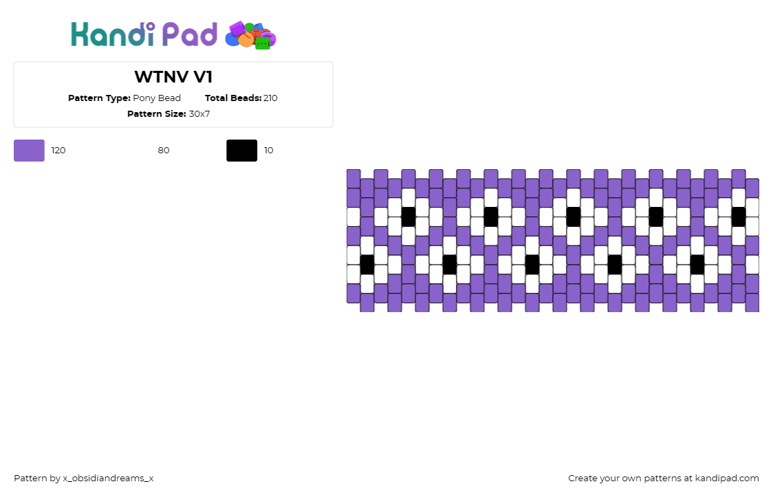 WTNV V1 - Pony Bead Pattern by x_obsidiandreams_x on Kandi Pad - wtnv,welcome to night vale,podcast,radio,cuff,eyes