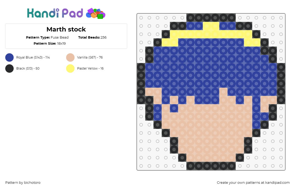 Marth stock - Fuse Bead Pattern by bichotoro on Kandi Pad - marth,fire emblem,nintendo,character,head,simple,video game,beige,blue