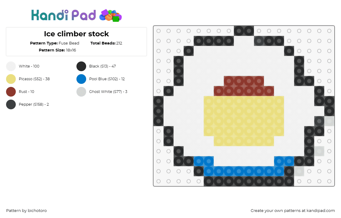 Ice climber stock - Fuse Bead Pattern by bichotoro on Kandi Pad - ice climber,nintendo,character,simple,video game,beige,white,blue