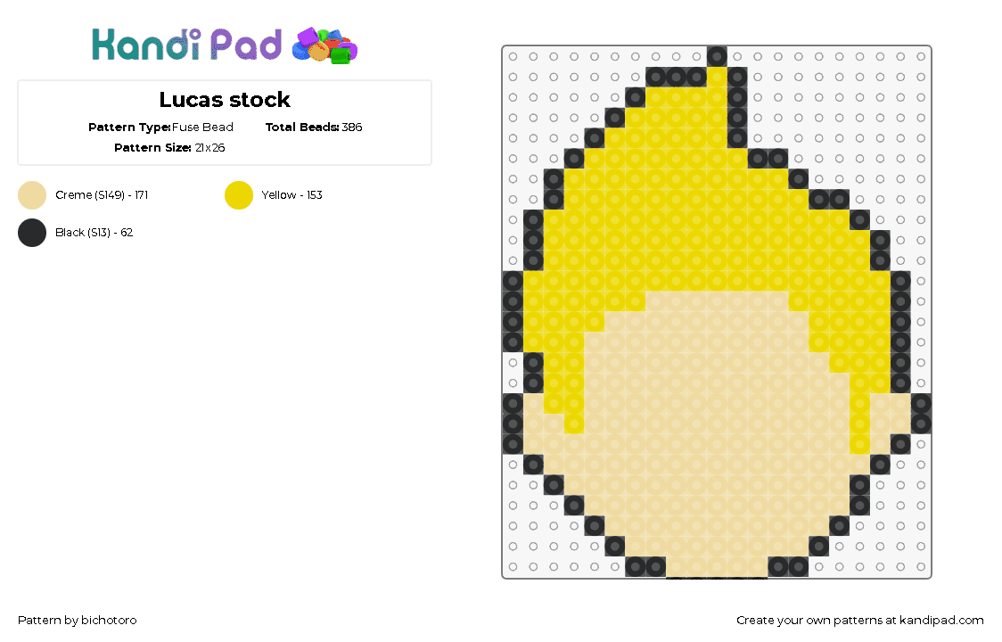 Lucas stock - Fuse Bead Pattern by bichotoro on Kandi Pad - lucas,earthbound,ness,silhouette,video game,character,blonde,yellow,beige