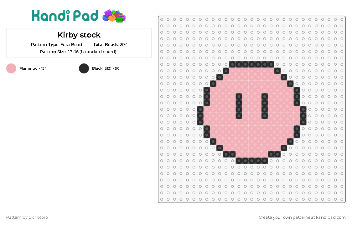 Kirby stock - Fuse Bead Pattern by bichotoro on Kandi Pad - kirby,nintendo,character,cute,video game,simple,pink