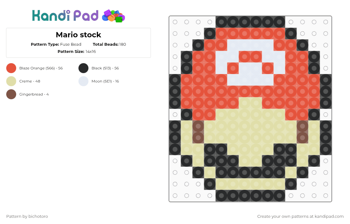 Mario stock - Fuse Bead Pattern by bichotoro on Kandi Pad - mario,nintendo,red,yellow