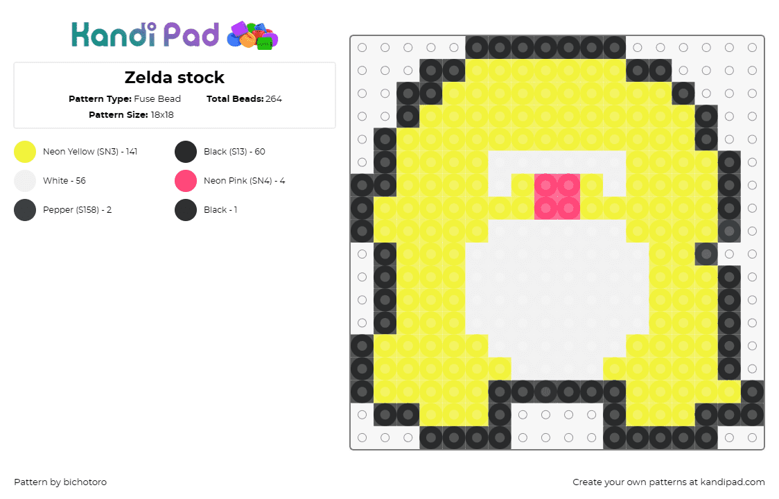 Zelda stock - Fuse Bead Pattern by bichotoro on Kandi Pad - zelda,princess,legend of zelda,nintendo,character,video game,blonde,head,white,y