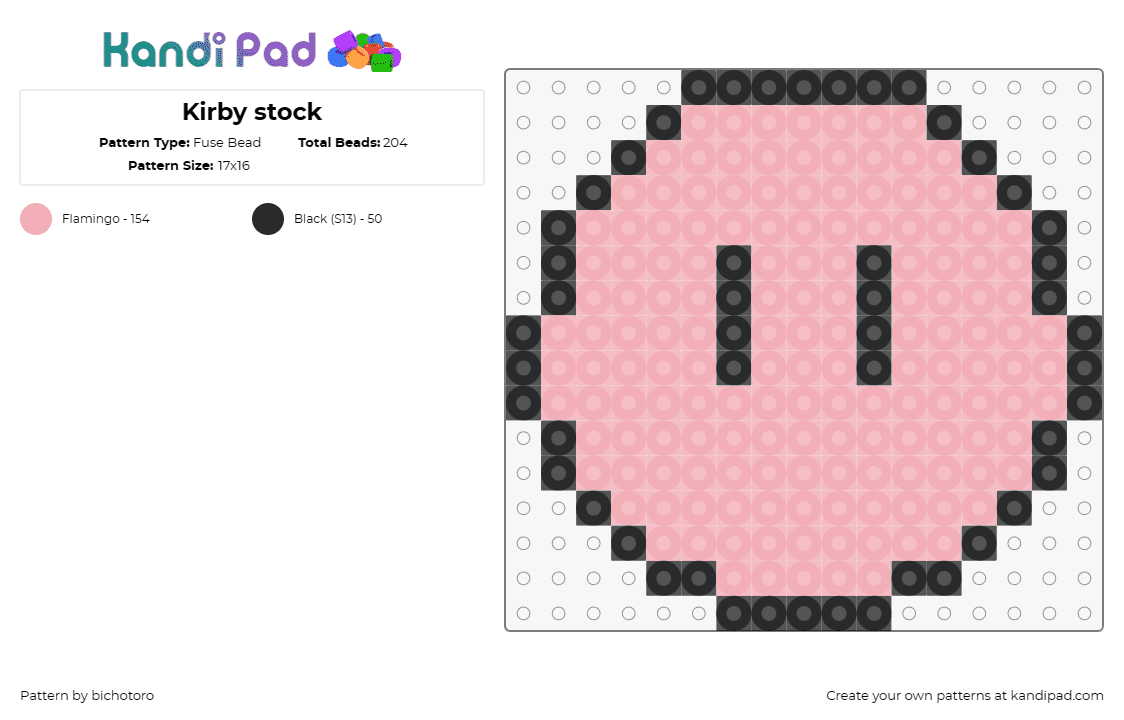 Kirby stock - Fuse Bead Pattern by bichotoro on Kandi Pad - kirby,nintendo,character,cute,video game,simple,pink