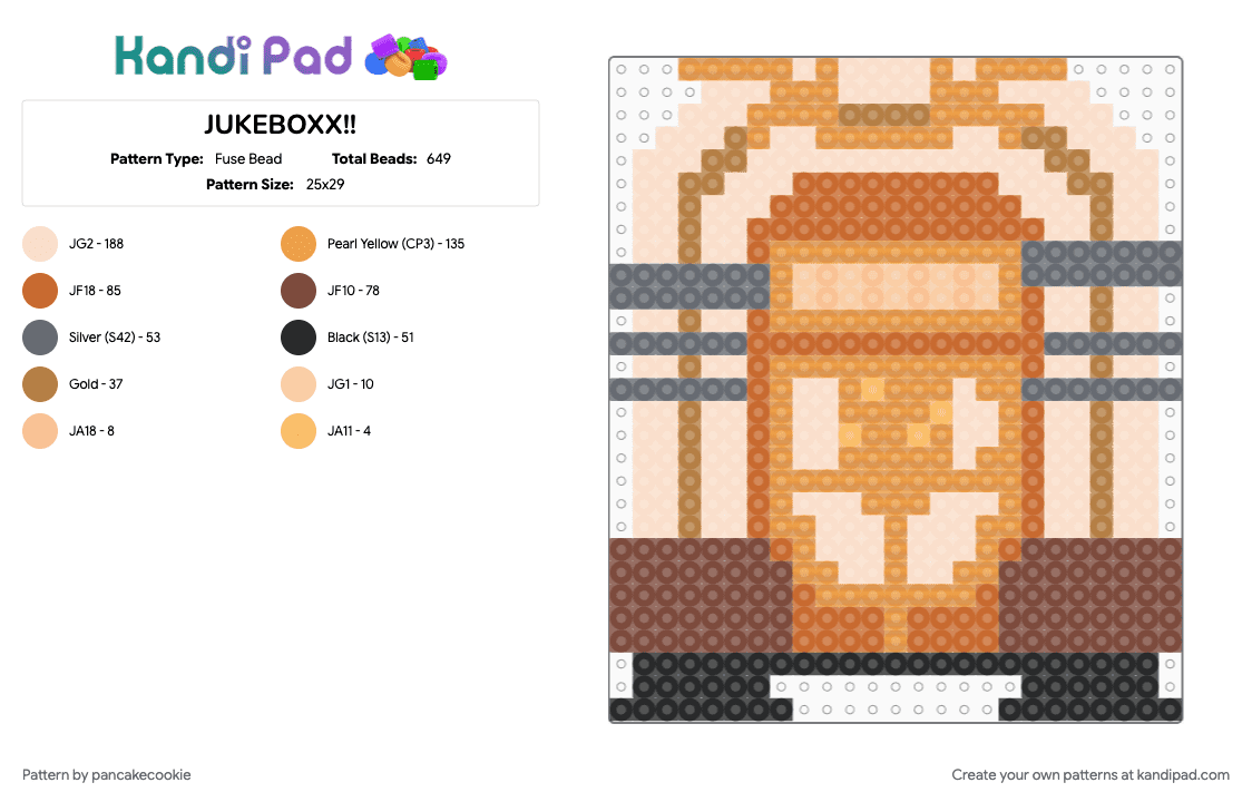 JUKEBOXX!! - Fuse Bead Pattern by pancakecookie on Kandi Pad - beige, cotdretrodiner, orange