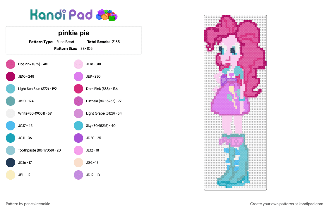 pinkie pie - Fuse Bead Pattern by pancakecookie on Kandi Pad - balloons, pink, pinkie pie