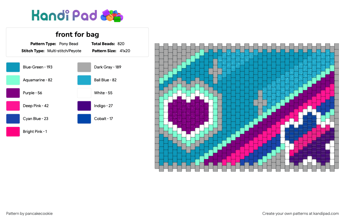 front for bag - Pony Bead Pattern by pancakecookie on Kandi Pad - 