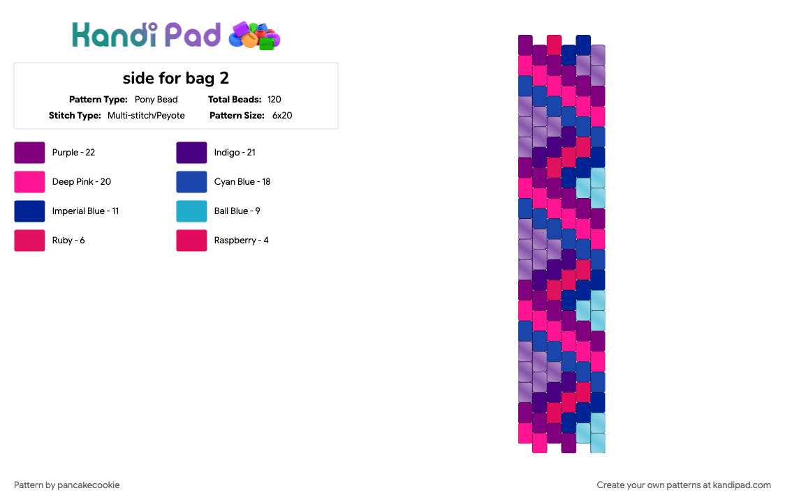 side for bag 2 - Pony Bead Pattern by pancakecookie on Kandi Pad - 