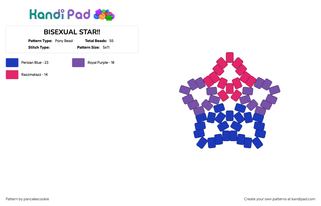 BISEXUAL STAR!! - Pony Bead Pattern by pancakecookie on Kandi Pad - bisexual, purple
