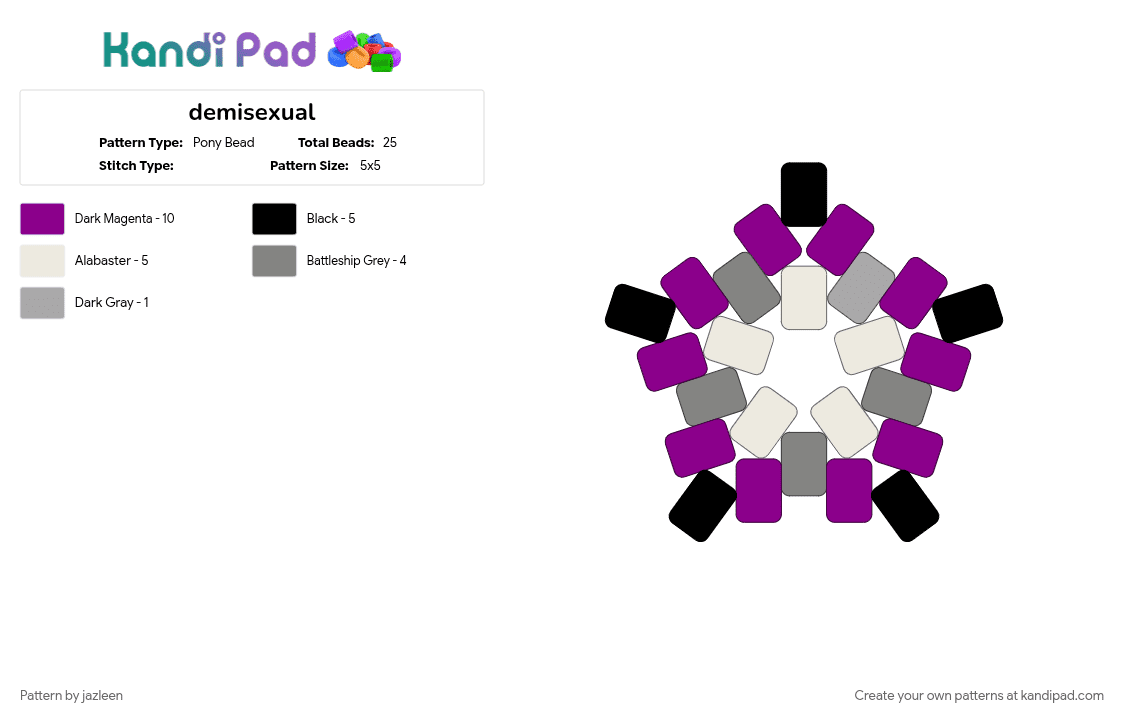 demisexual star - Pony Bead Pattern by jazleen on Kandi Pad - pink