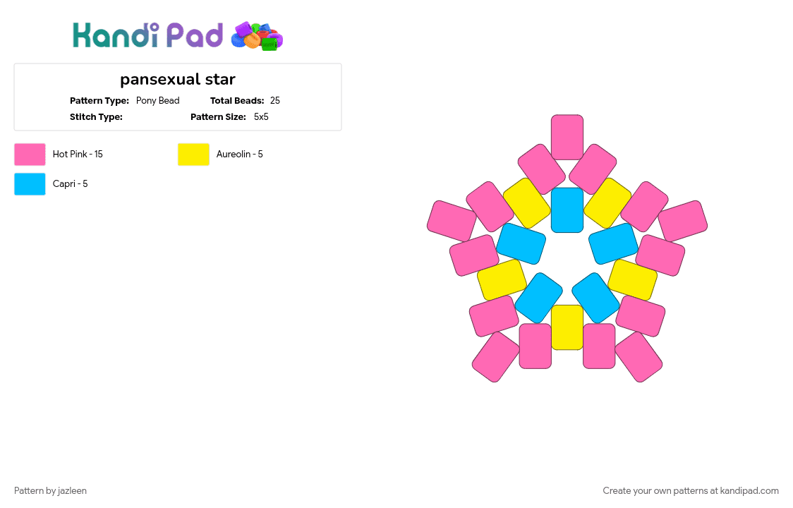 pansexual star - Pony Bead Pattern by jazleen on Kandi Pad - pink