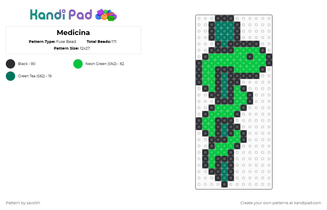 Medicina - Fuse Bead Pattern by savolth on Kandi Pad - green